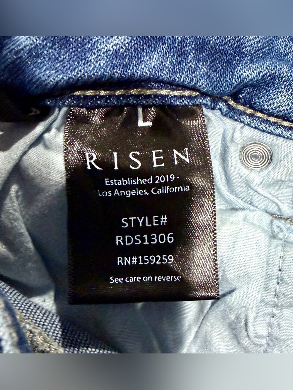 Risen Dark Wash Long Length Denim Shorts - Picture 7 of 12